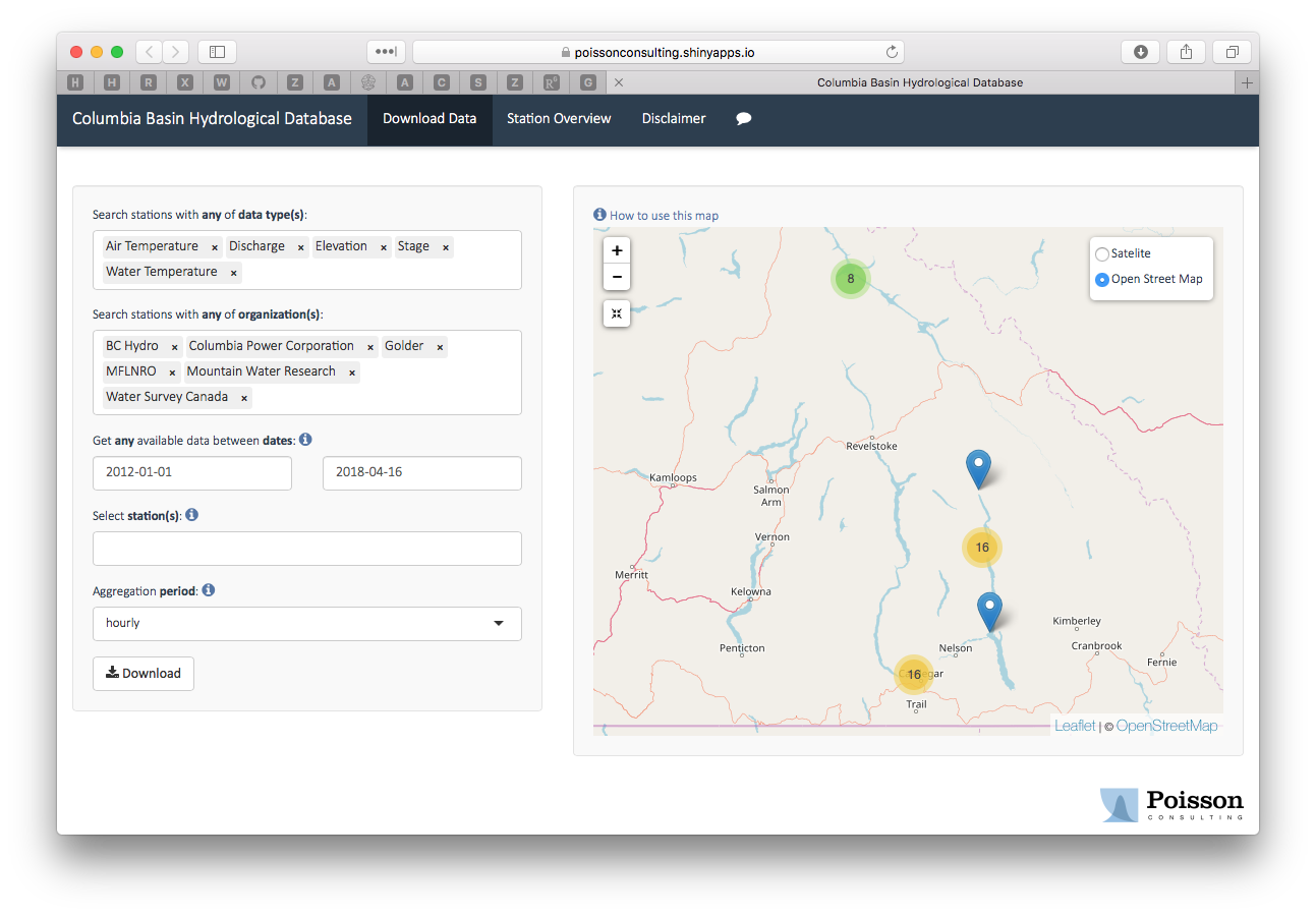 A screenshot of the Columbia Basin Hydrological Database shiny app A screenshot of the Columbia Basin Hydrological Database shiny app